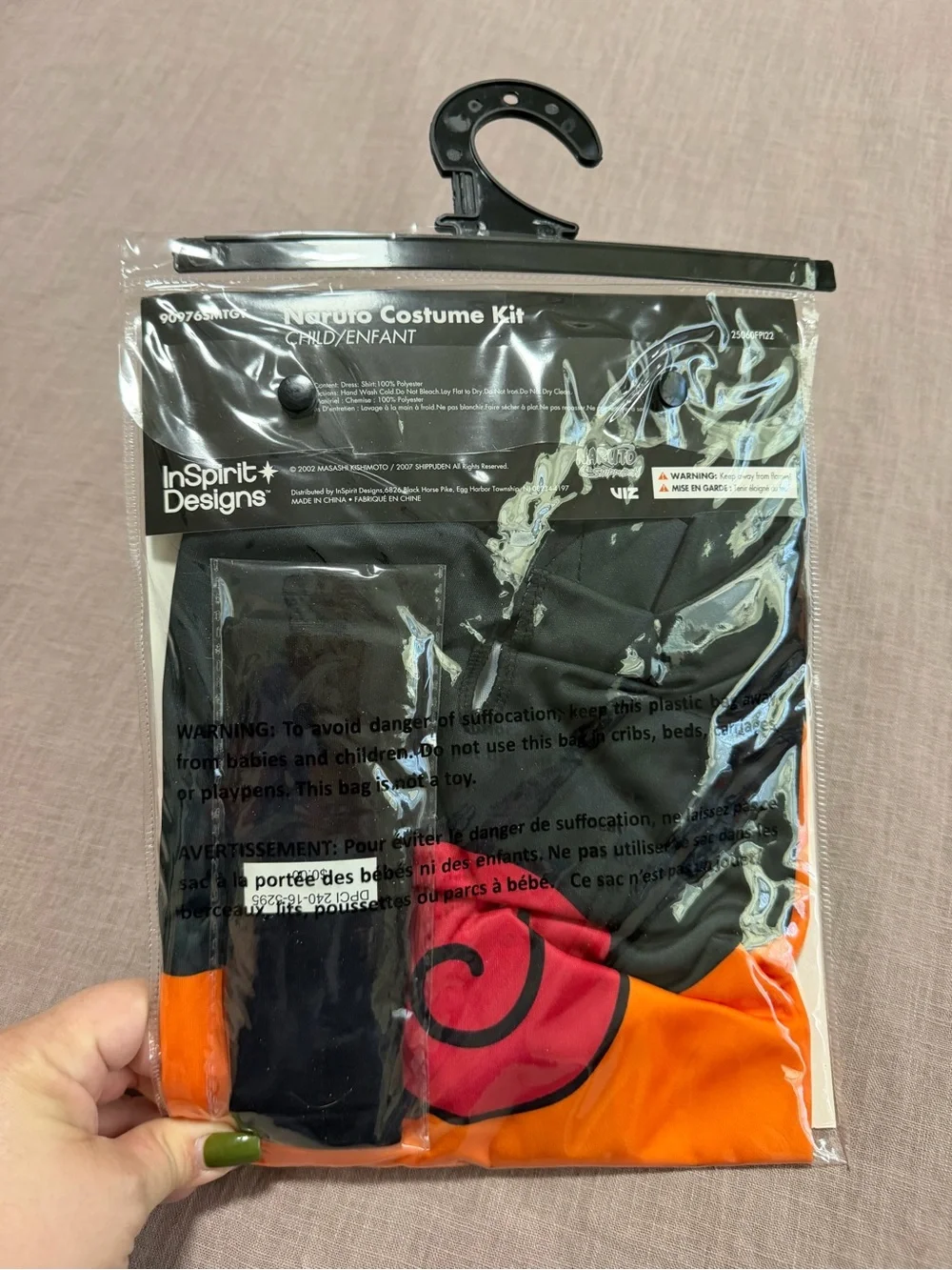 NWT Naruto Kids Halloween Costume Long Sleeve Shirt Headband Size S/M Never Open
